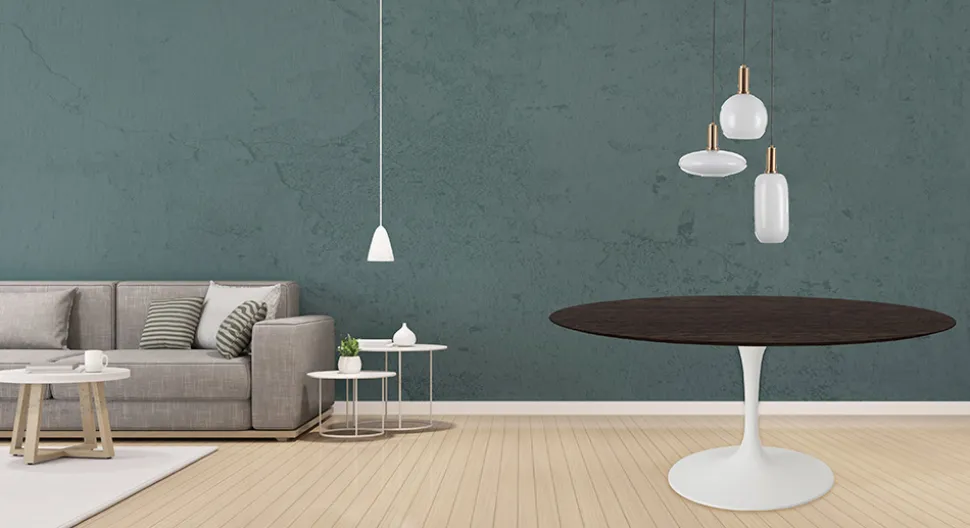 Tavolo Tulip Eero Saarinen H 74 Rotondo in Rovere Tinto Moka Made in Italy - Scarlet