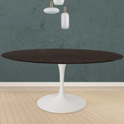 Tavolo Tulip Eero Saarinen H 74 Rotondo in Rovere Tinto Moka Made in Italy - Scarlet