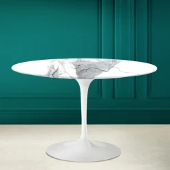 Tavolo Tulip Eero Saarinen H 73 Rotondo in Statuario Altissimo Made in Italy - Scarlet