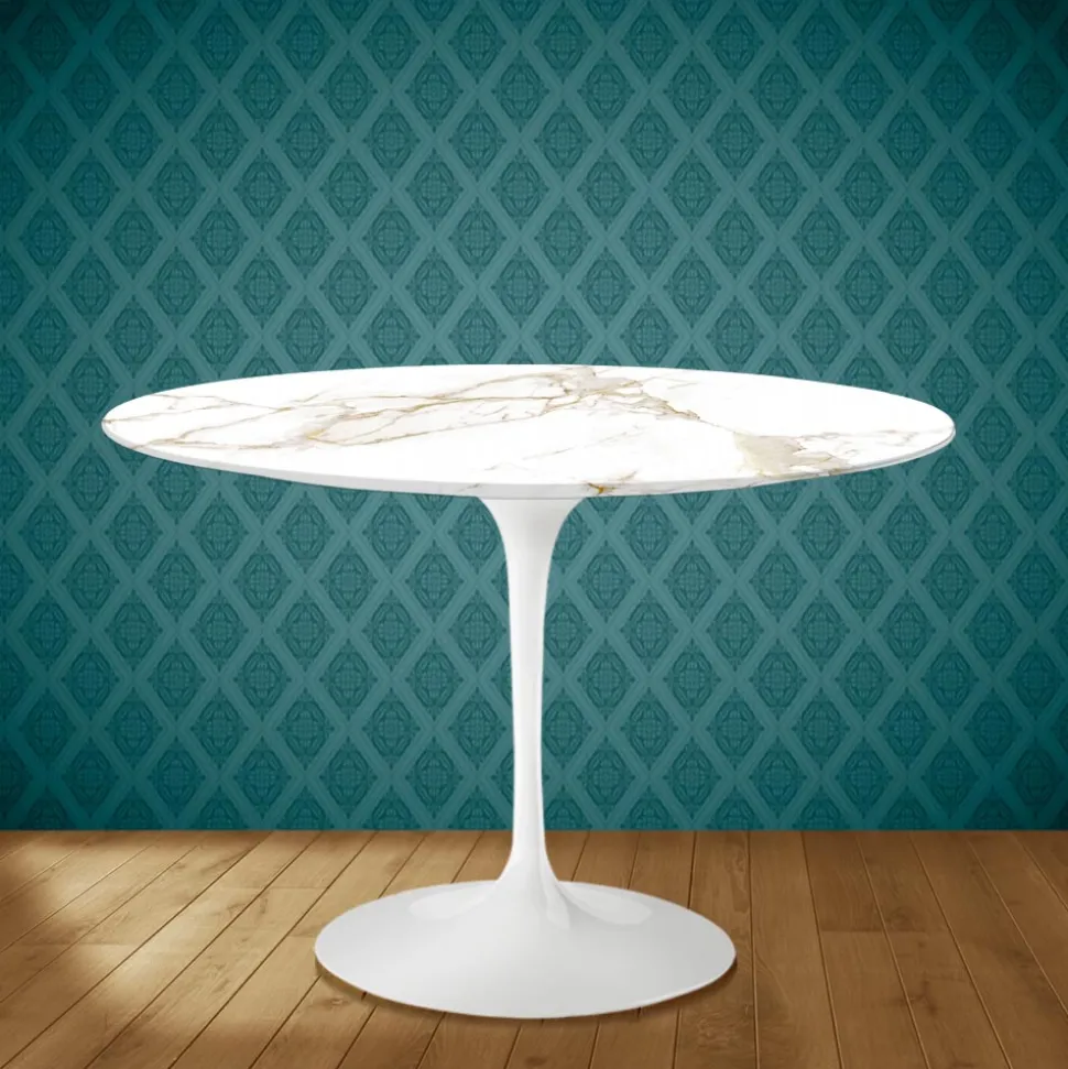 Tavolo Tulip Eero Saarinen H 74 Rotondo in Ceramica Entzo Made in Italy - Scarlet