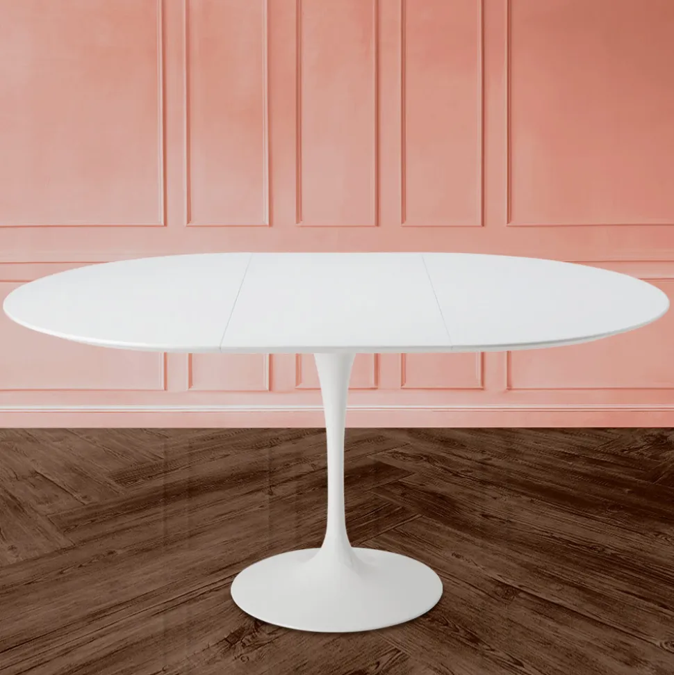 Tavolo Tulip Saarinen H 74 Allungabile in Laminato Liquido Bianco Made in Italy - Scarlet
