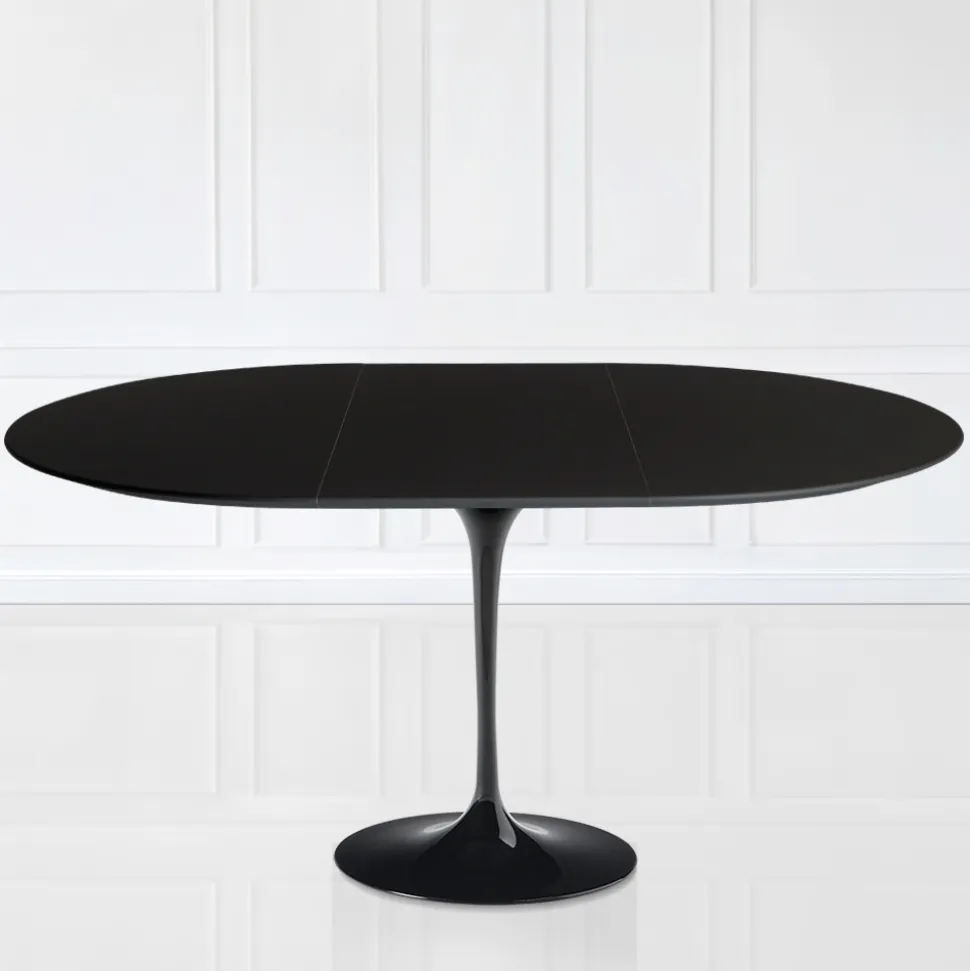 Tavolo Tulip Saarinen H 74 Allungabile in Laminato Liquido Nero Made in Italy - Scarlet
