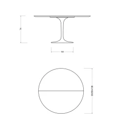 Tavolo Tulip Saarinen H 74 Allungabile in Laminato Liquido Nero Made in Italy - Scarlet
