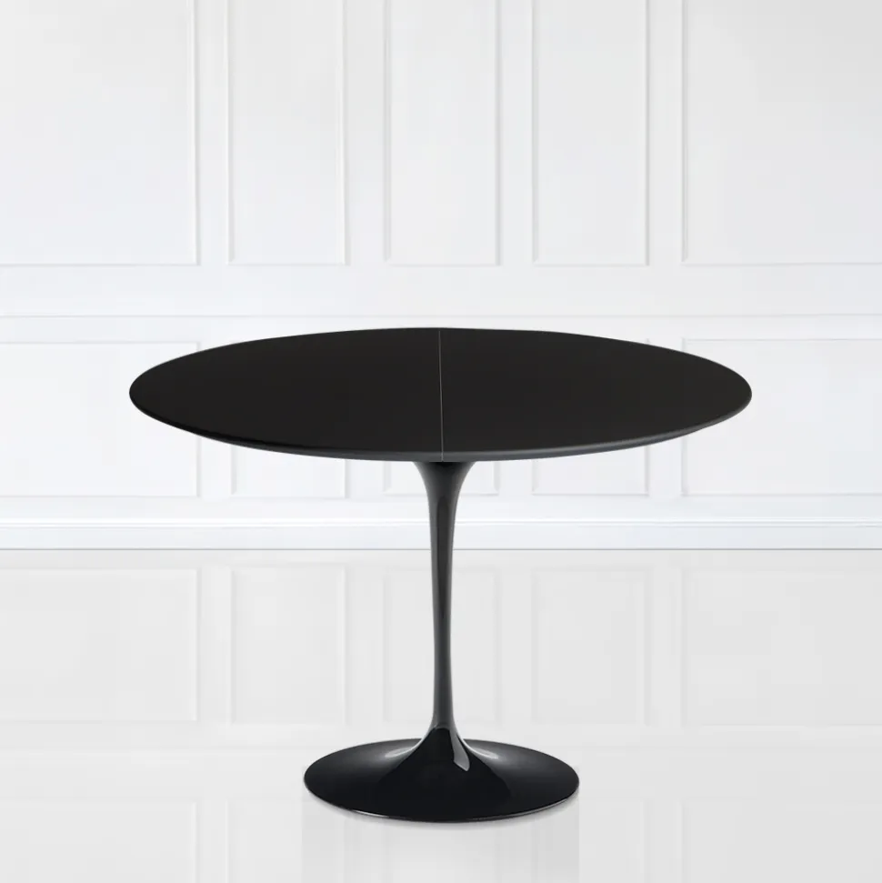Tavolo Tulip Saarinen H 74 Allungabile in Laminato Liquido Nero Made in Italy - Scarlet