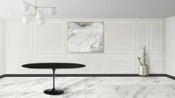 Tavolo Tulip Saarinen H 74 Allungabile in Laminato Liquido Nero Made in Italy - Scarlet
