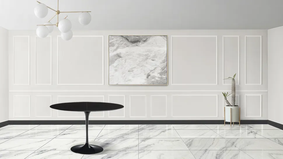 Tavolo Tulip Saarinen H 74 Allungabile in Laminato Liquido Nero Made in Italy - Scarlet