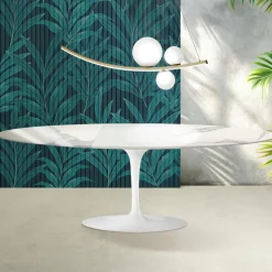 Tavolo Tulip Saarinen H 74 cm Allungabile in Ceramica Florim Statuario Lucido - Scarlet