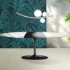Tavolo Tulip Saarinen H 74 cm Allungabile in Ceramica Florim Calacatta Gold Lucido - Scarlet