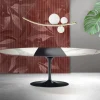 Tavolo Tulip Saarinen H 74 cm Allungabile in Ceramica Florim Statuario Opaco - Scarlet