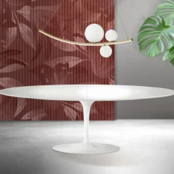 Tavolo Tulip Saarinen H 74 cm Allungabile in Ceramica Florim Bianca - Scarlet