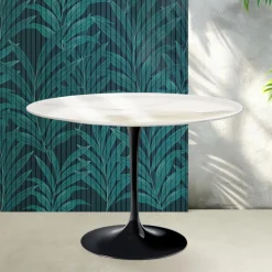 Tavolo Tulip Saarinen H 74 cm in Ceramica Florim Calacatta Gold Lucido - Scarlet