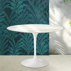 Tavolo Tulip Saarinen H 74 cm in Ceramica Florim Calacatta Gold Lucido - Scarlet