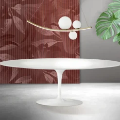Tavolo Tulip Saarinen H 74 cm in Ceramica Florim Bianca - Scarlet