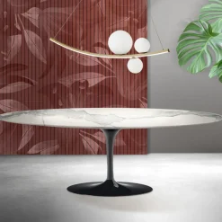 Tavolo Tulip Saarinen H 74 cm in Ceramica Florim Statuario Opaco - Scarlet