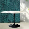 Tavolo Tulip Saarinen H 74 cm Rotondo in Ceramica Florim Calacatta Gold Lucido - Scarlet