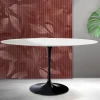 Tavolo Tulip Saarinen H 74 cm Rotondo in Ceramica Florim Bianca - Scarlet
