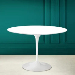 Tavolo Tulip Saarinen H 73 Rotondo in Ceramica Bianco Assoluto Made in Italy - Scarlet
