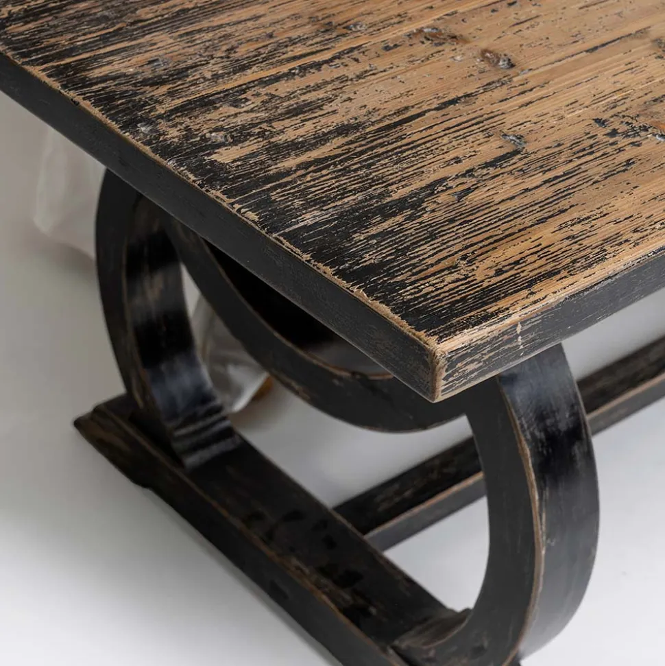 Tavolo 200x100 cm in Legno di Pino e Base in Finitura Wash Antichizzato - Aieta