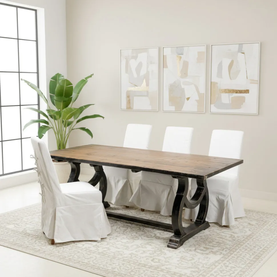 Tavolo 200x100 cm in Legno di Pino e Base in Finitura Wash Antichizzato - Aieta