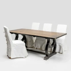 Tavolo 200x100 cm in Legno di Pino e Base in Finitura Wash Antichizzato - Aieta