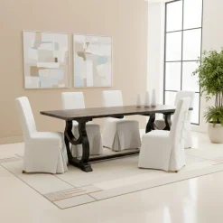 Tavolo 200x100 cm in Legno di Pino e Base in Finitura Wash Antichizzato - Aieta
