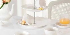 Tazze da The in Porcellana Bianca Decorata 6 Pezzi Design Shabby - Rafiki