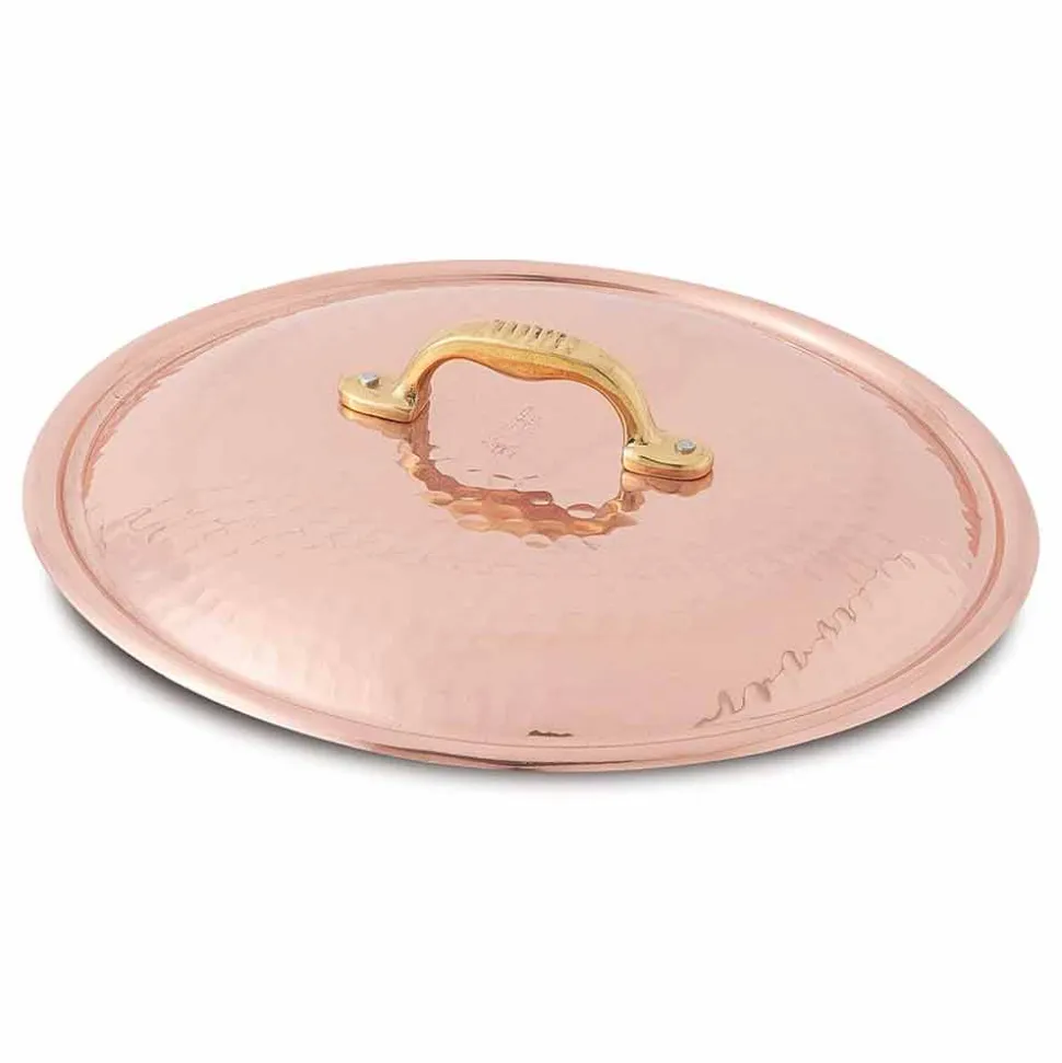 Tegame in Rame Stagnato a Mano Tondo 2 Manici e Coperchio 40 cm - Giangiorgio