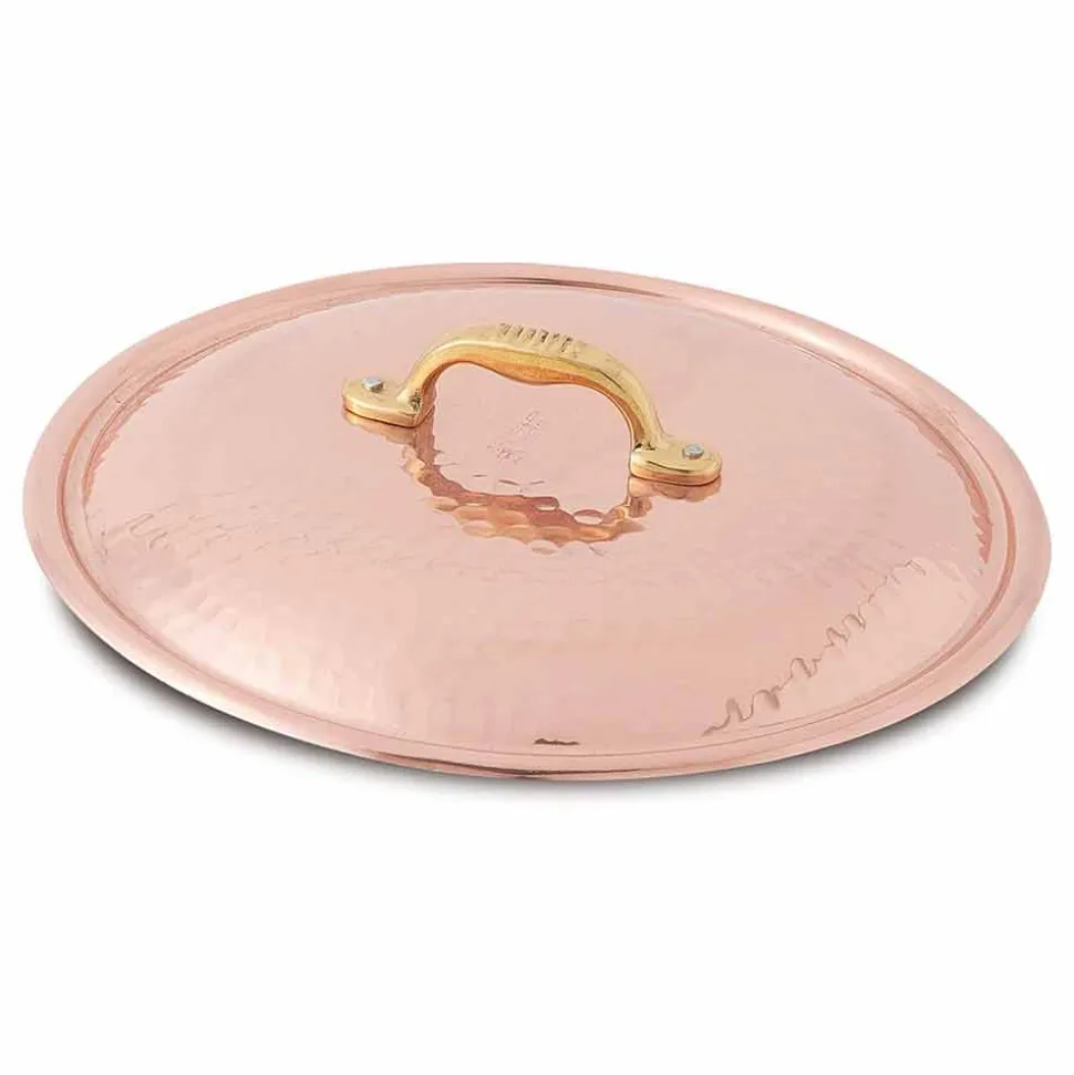 Tegame in Rame Stagnato a Mano Tondo 2 Manici e Coperchio 32 cm - Giangiorgio