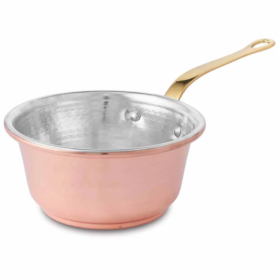 Tegame in Rame Stagnato a Mano Conico e Manico Made in Italy 22 cm - Mariassunta