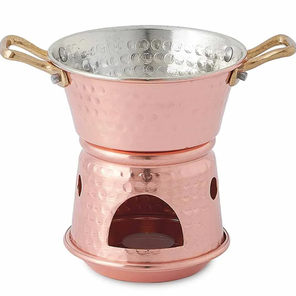 Tegamino per Salsa in Rame Stagnato a Mano con Manici e Base 14 cm - Gianmatteo
