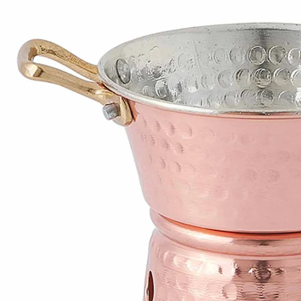 Tegamino per Salsa in Rame Stagnato a Mano con Manici e Base 14 cm - Gianmatteo