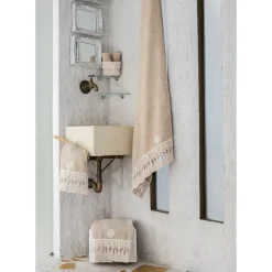 Telo Bagno in Spugna di Cotone con Pizzo Nappine Lusso Italiano - Arafico