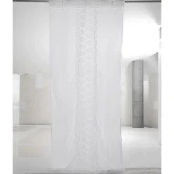 Tenda di Lino Leggero con Organza e Ricamo Bianca di Lusso Italiano - Marinella