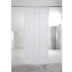 Tenda di Lino Leggero con Organza e Ricamo Bianca di Lusso Italiano - Marinella