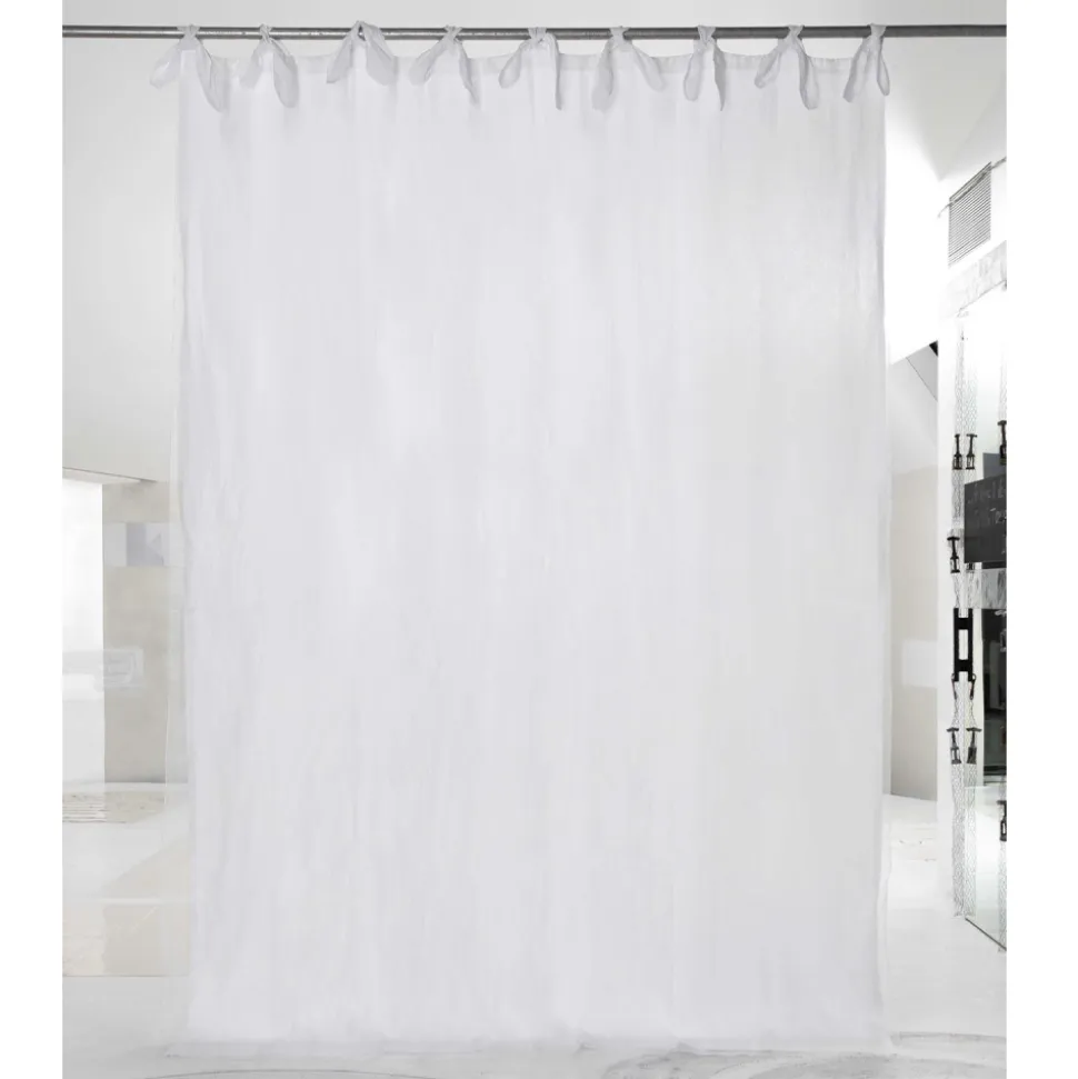 Tenda in Lino Leggero Bianco o Retrò e Organza con Laccetti di Lusso - Karnak