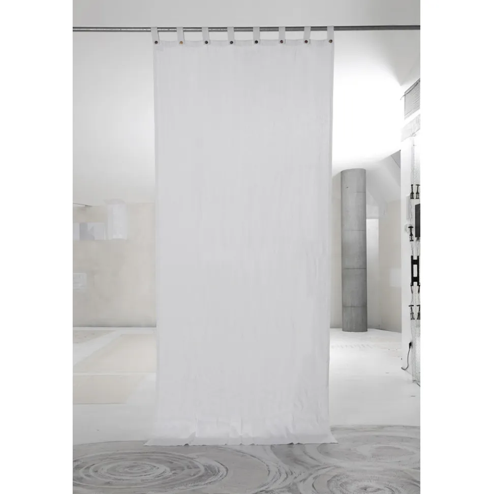 Tenda in Lino Pesante Bianco con Bottoni Qualità Italiana di Lusso - Gorgia