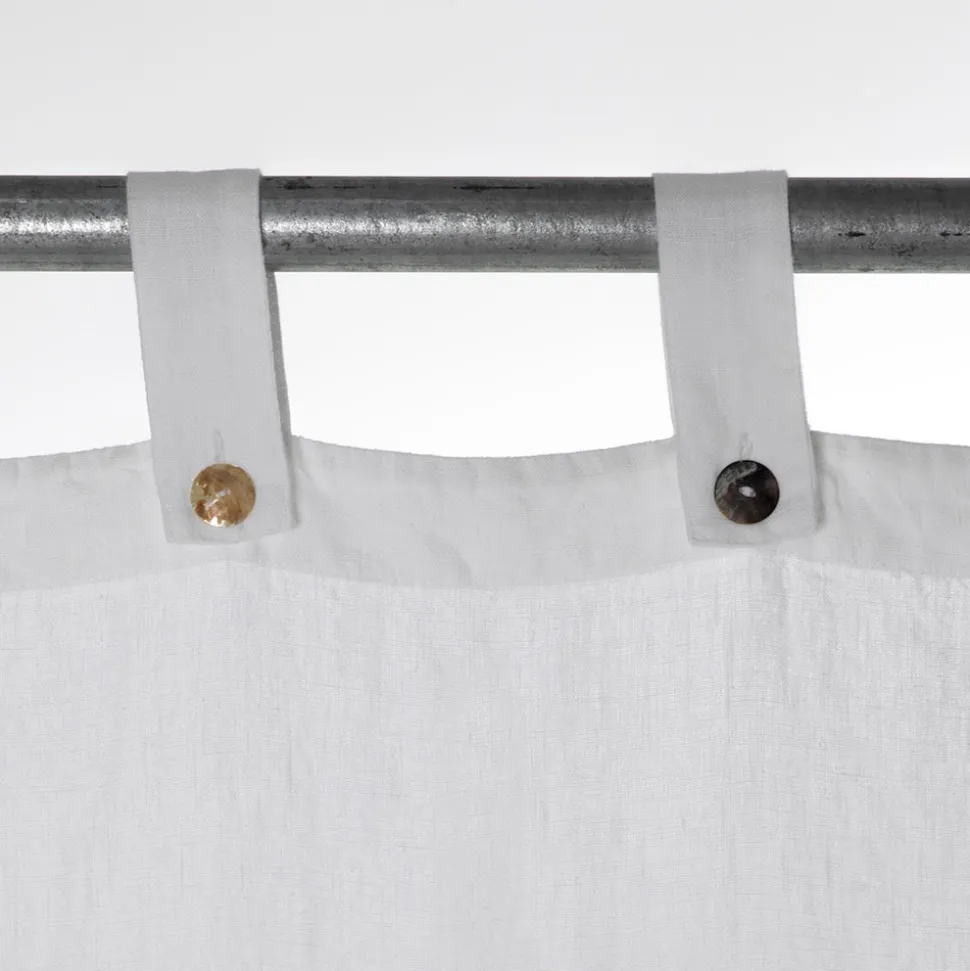 Tenda in Lino Pesante Bianco con Bottoni Qualità Italiana di Lusso - Gorgia