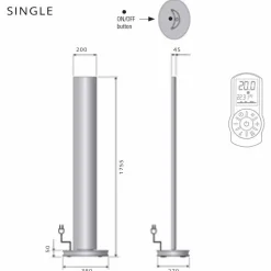 Termoarredo a Terra Elettrico con Led Design Singolo o Doppio a 500 W - Stilus