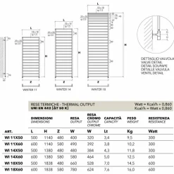 Termoarredo bagno idraulico di design,finitura cromo,Winter Scirocco H