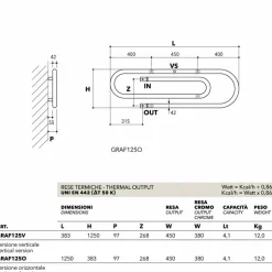 Termoarredo design Graffe idraulico con finitura cromata by Scirocco H