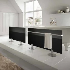 Termoarredo elettrico da pavimento design moderno in vetro nero Star