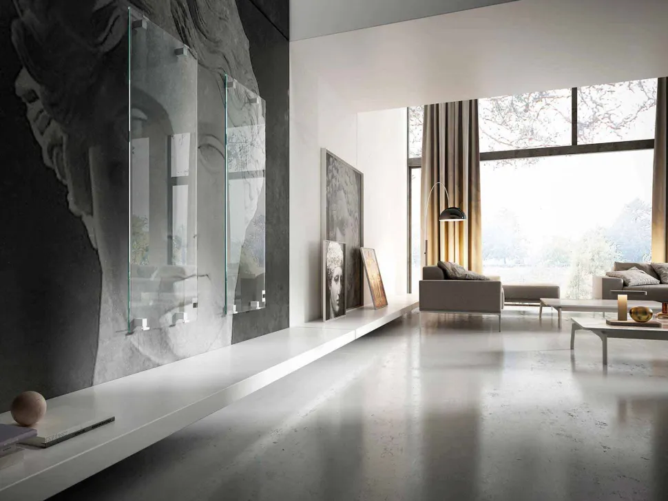 Termoarredo elettrico di design in vetro trasparente Star,made in Italy