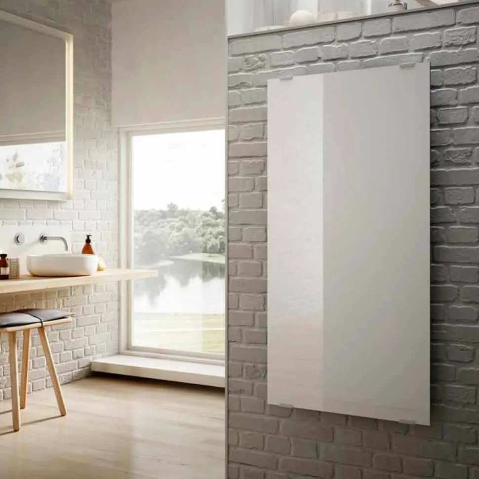 Termoarredo elettrico in vetro bianco di design Star, made in Italy