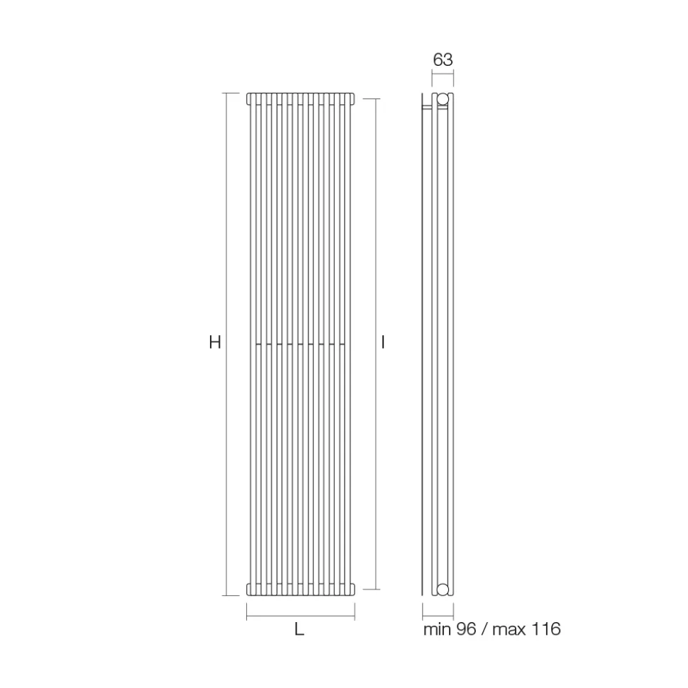Termoarredo Idraulico con Doppia Serie di Elementi Verticali Made in Italy - Pasticcio