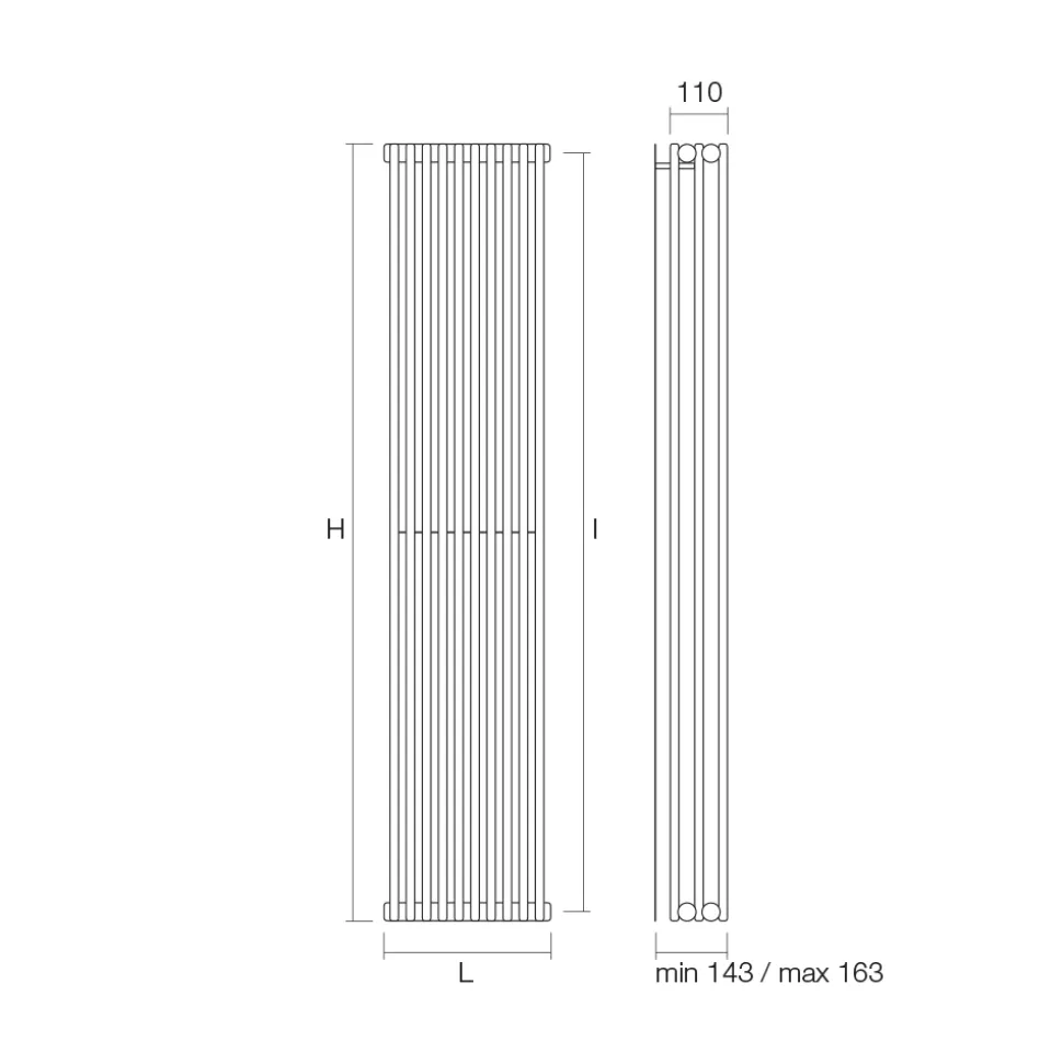 Termoarredo Idraulico con Tripla Serie di Elementi Verticali Made in Italy - Cenci