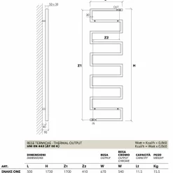 Termoarredo verticale idraulico finitura cromata Snake by Scirocco H
