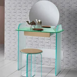 Toeletta da Trucco con Specchio e Cassetto in Vetro 3 Finiture - Salvie