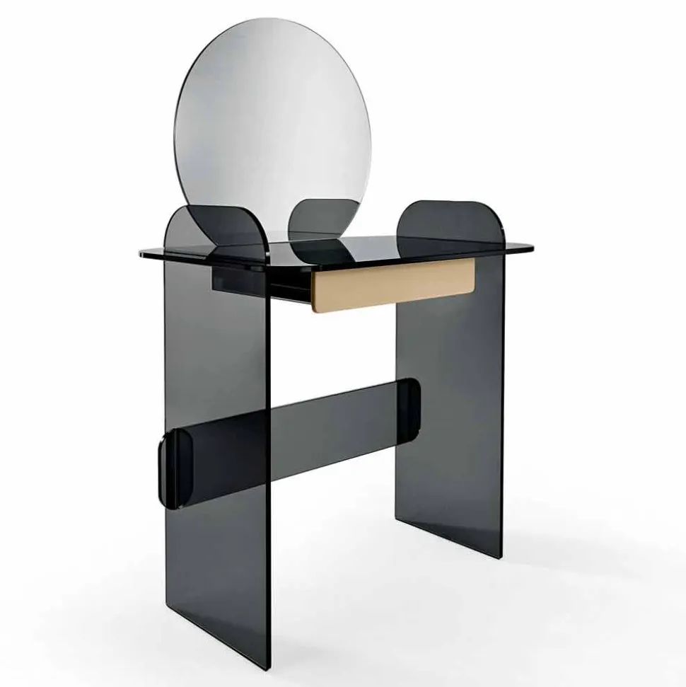Toeletta da Trucco con Specchio e Cassetto in Vetro 3 Finiture - Salvie