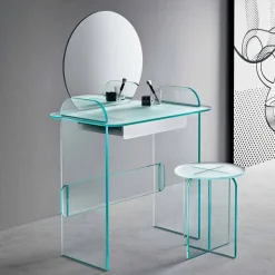 Toeletta da Trucco con Specchio e Cassetto in Vetro 3 Finiture - Salvie
