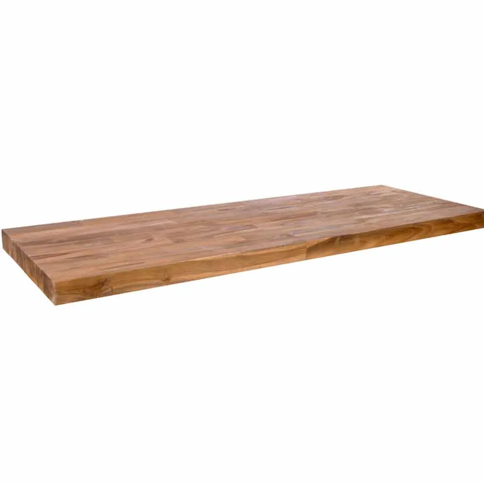 Top appoggio lavabo sospeso da bagno in teak listellare Norcia